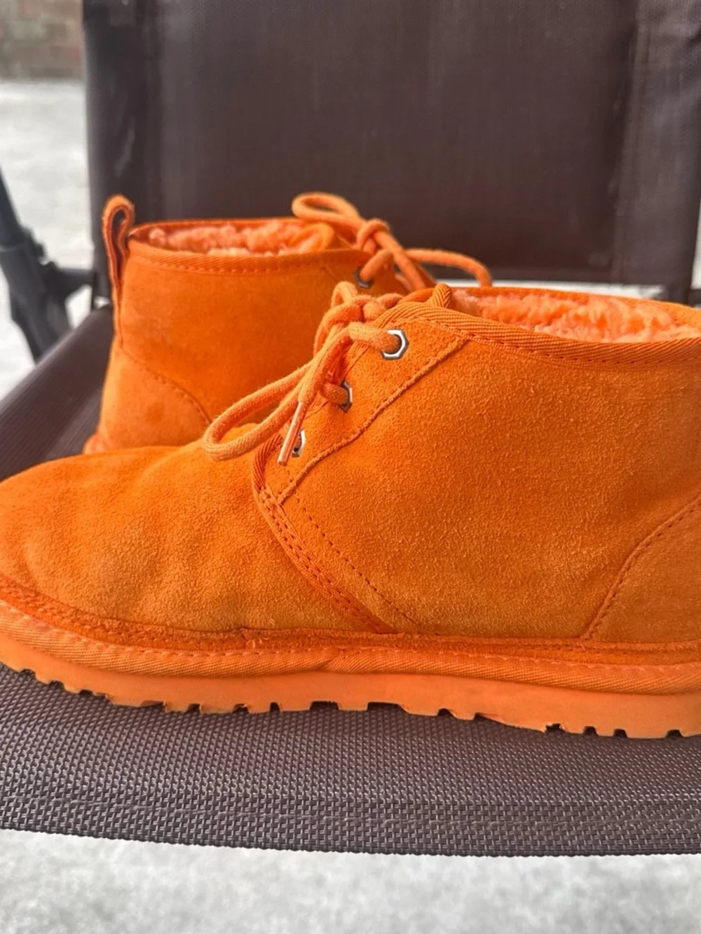 UGG Unisex Orange Suede Chukka Boots with Shearling Lining